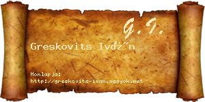 Greskovits Iván névjegykártya